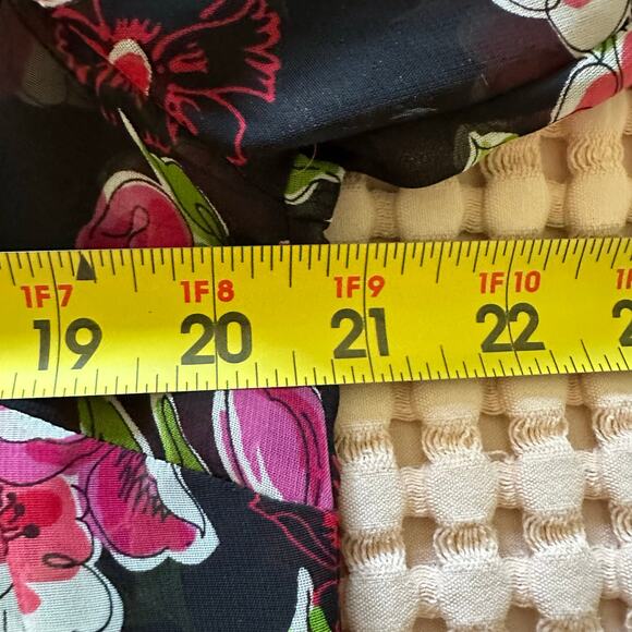 Women's Vintage Notations Sheer Floral Top 90s Button Up Whimsy Size Large - Picture 9 of 10